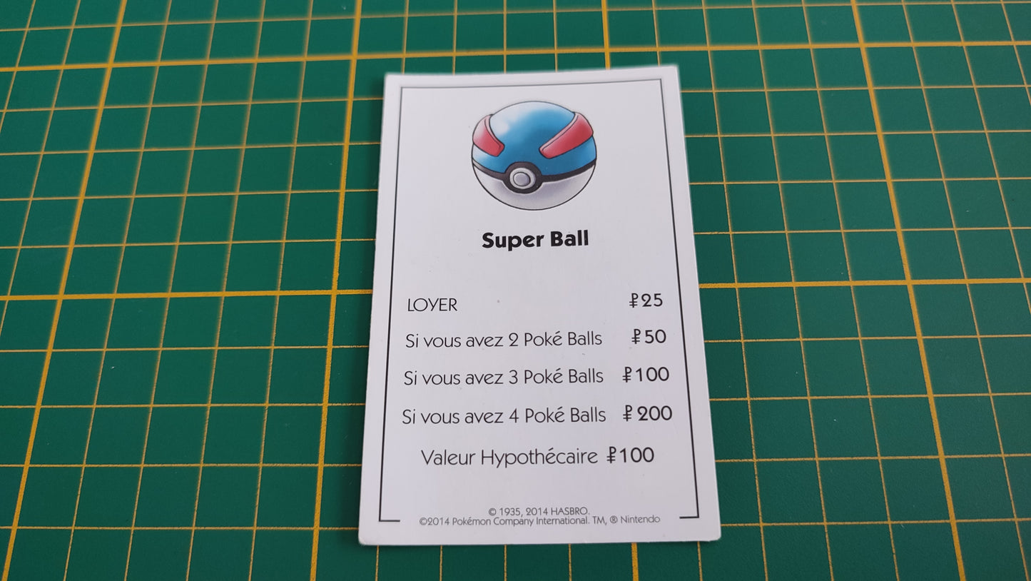 Carte Super Ball pièce détachée jeu de société Monopoly Pokémon édition de Kanto #C43