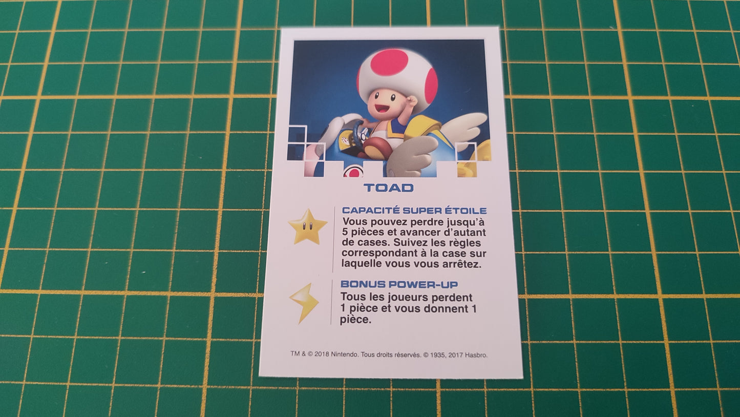 Carte Toad jeu de société Monopoly Gamer Mario Kart Hasbro pièce détachée #E82