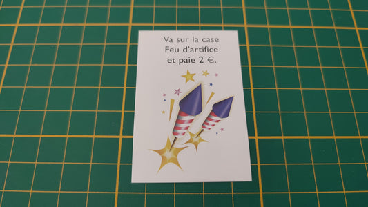 Carte Va sur la case Feu d'artifice et paie 2 Euros pièce détachée jeu de société Monopoly junior à la fête foraine Hasbro #B83