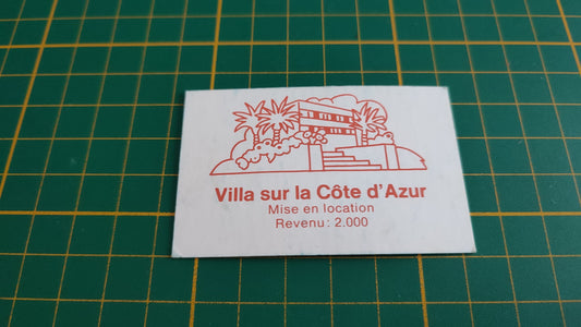 Carte Villa sur la côte d'Azur seule pièce détachée jeu de société Destins En famille sur les chemins de la vie MB #E44