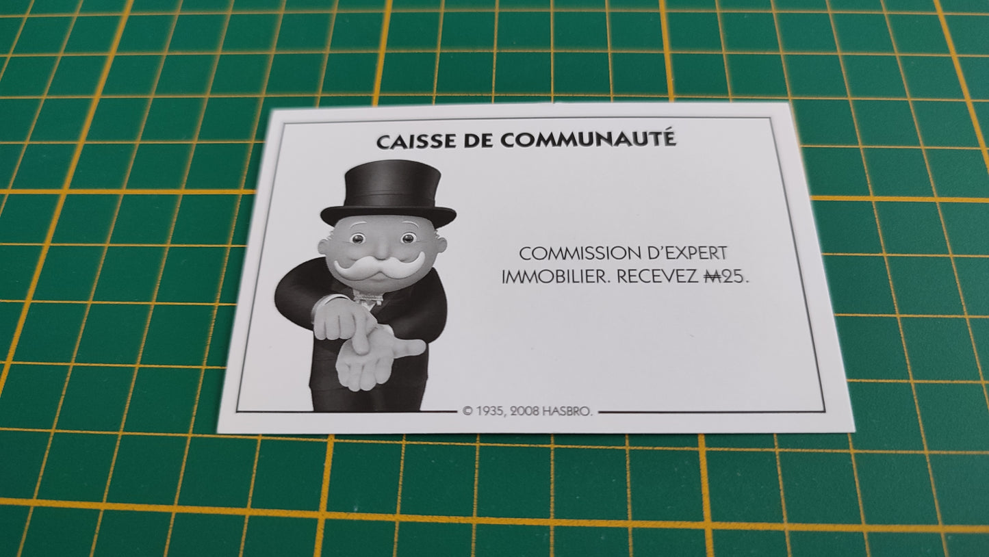 Carte caisse de communauté commission d'expert immobilier pièce détachée jeu de société Monopoly parties rapides Hasbro #C25