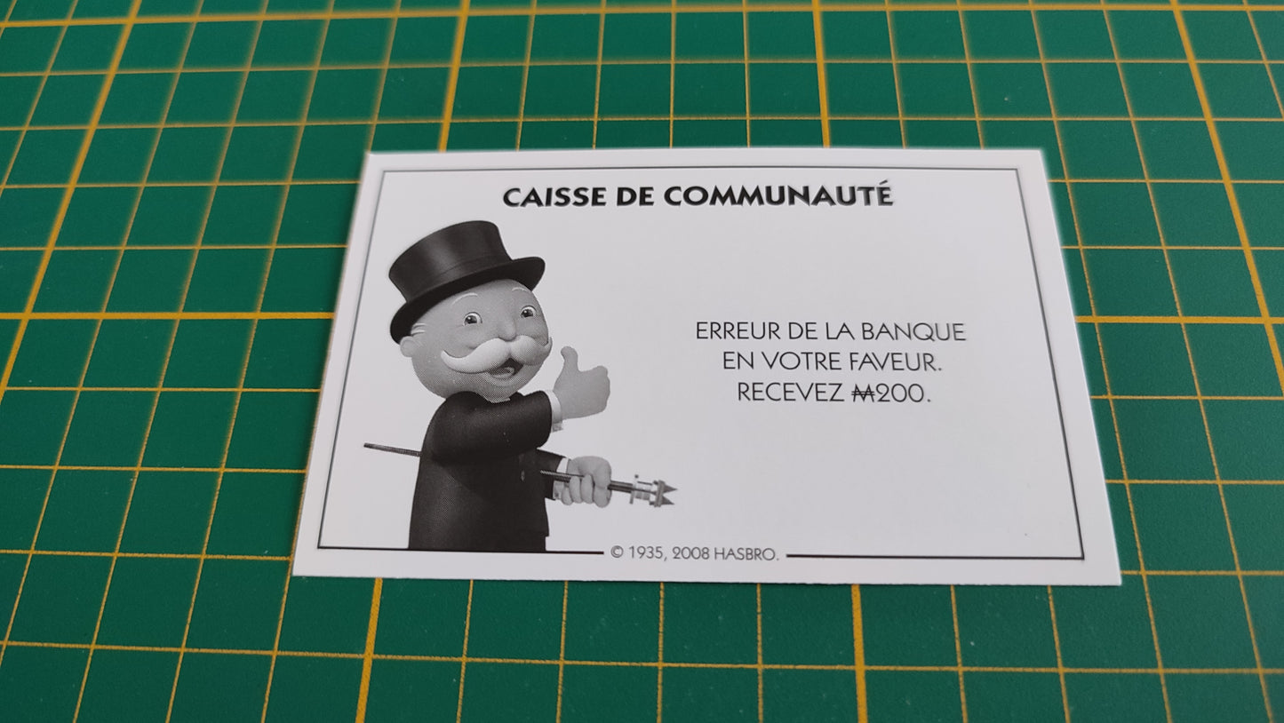 Carte caisse de communauté erreur de la banque pièce détachée jeu de société Monopoly parties rapides Hasbro #C25