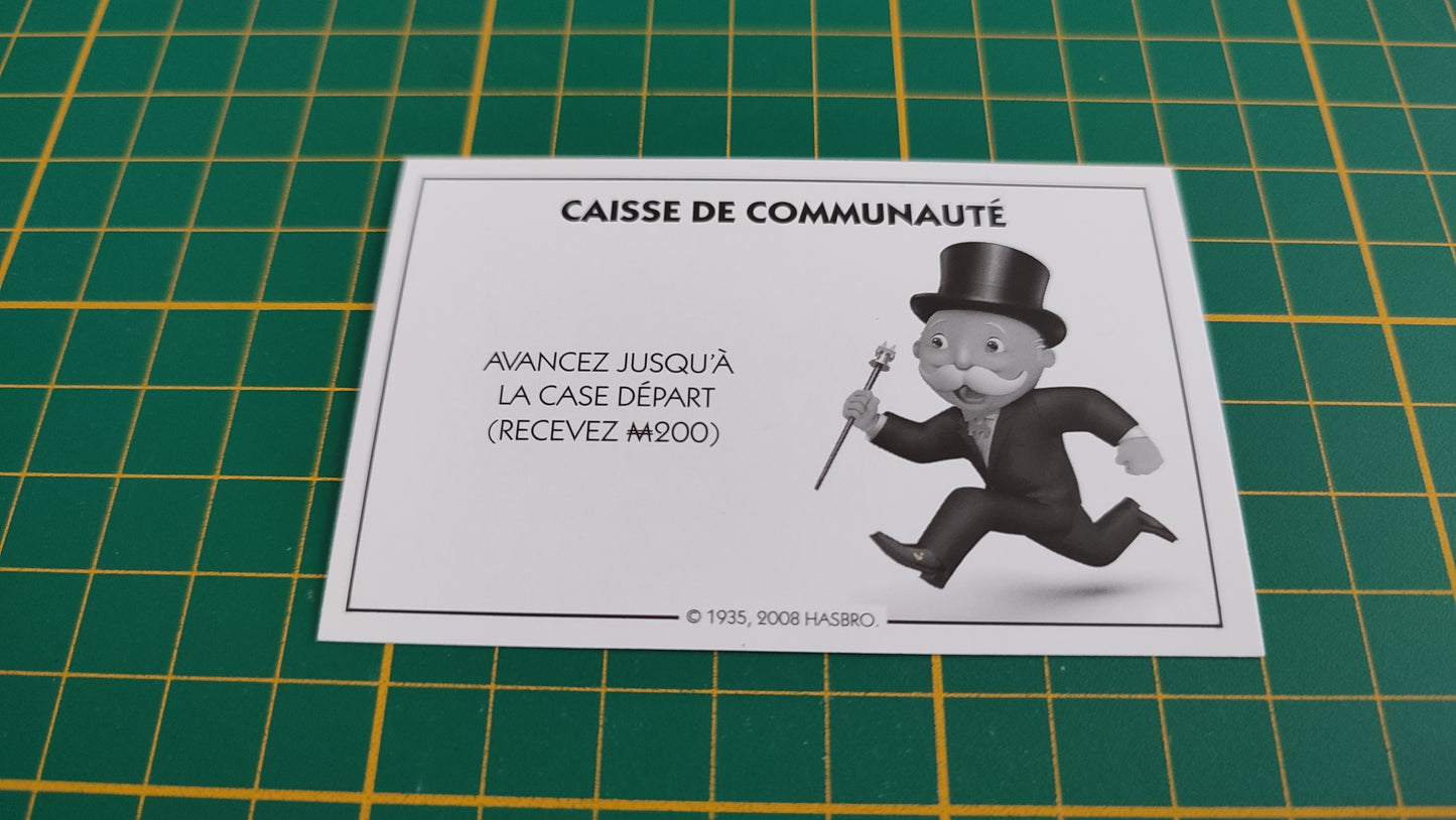 Carte caisse de communauté la case départ pièce détachée jeu de société Monopoly parties rapides Hasbro #C25