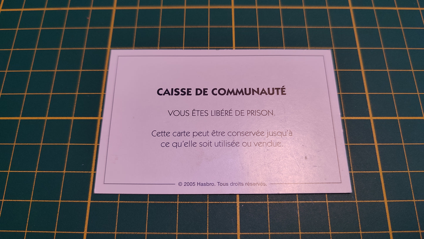 Carte caisse de communauté libéré de prison pièce détachée jeu de société Monopoly Et si le Monopoly était inventé aujourd'hui #C22