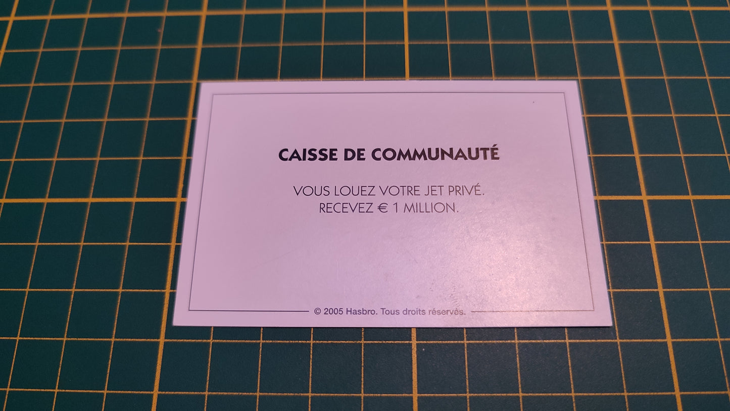 Carte caisse de communauté louez votre jet privée pièce détachée jeu de société Monopoly Et si le Monopoly était inventé aujourd'hui #C22