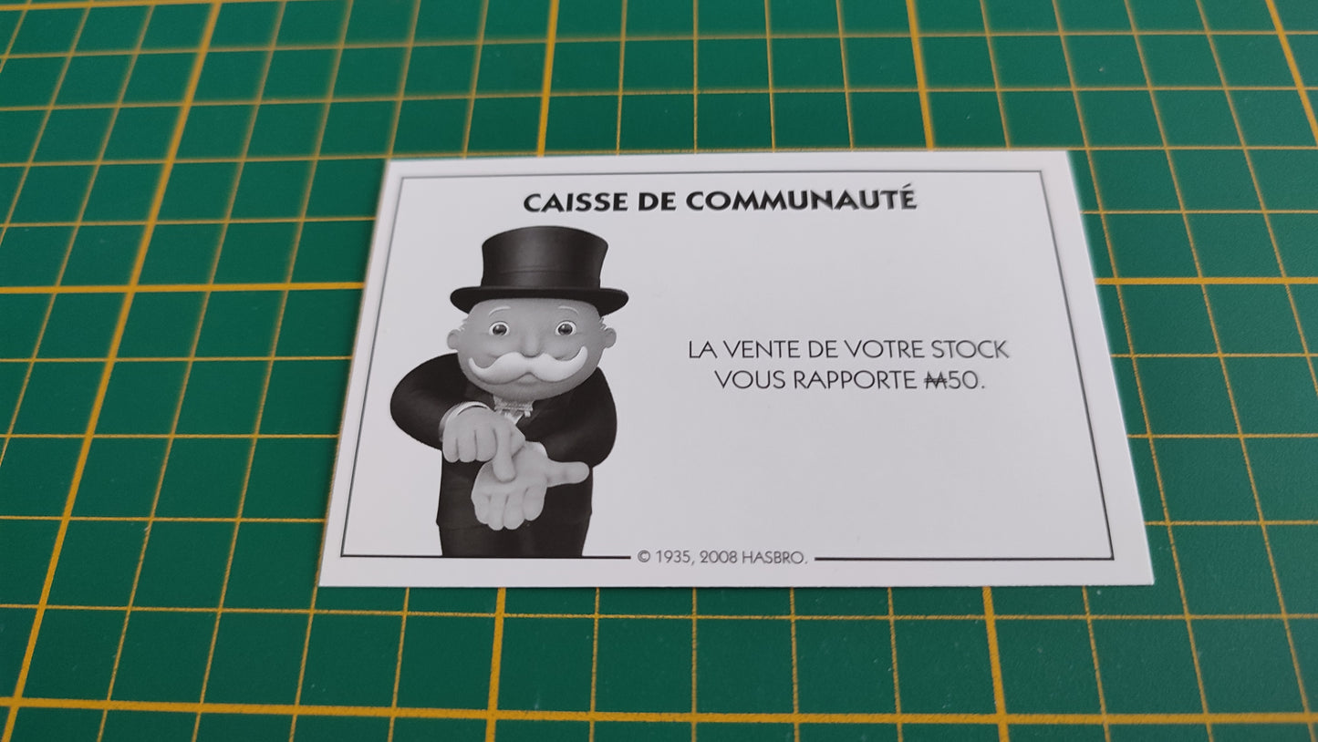 Carte caisse de communauté vente de votre stock pièce détachée jeu de société Monopoly parties rapides Hasbro #C25