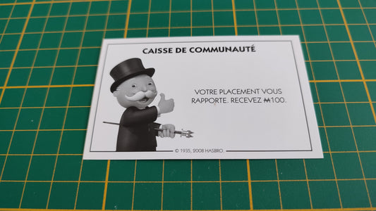 Carte caisse de communauté votre placement vous rapporte pièce détachée jeu de société Monopoly parties rapides Hasbro #C25