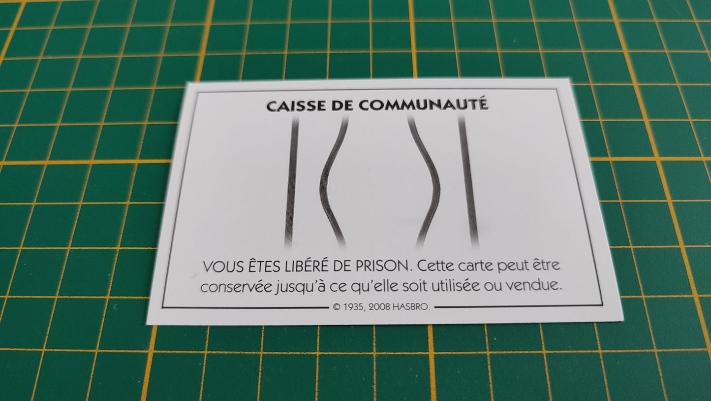 Carte caisse de communauté vous êtes libéré de prison pièce détachée jeu de société Monopoly parties rapides Hasbro #C25
