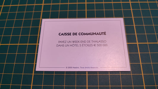 Carte caisse de communauté week-end thalasso pièce détachée jeu de société Monopoly Et si le Monopoly était inventé aujourd'hui #C22