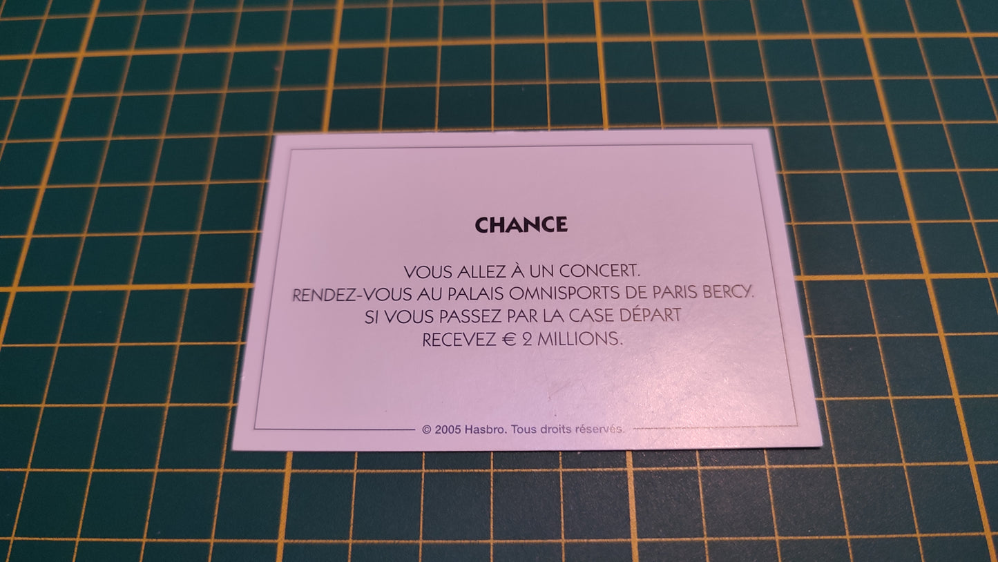 Carte chance Allez à un concert pièce détachée jeu de société Monopoly Et si le Monopoly était inventé aujourd'hui #C22