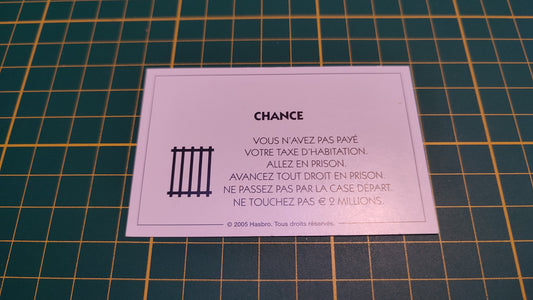 Carte chance Allez en prison pièce détachée jeu de société Monopoly Et si le Monopoly était inventé aujourd'hui #C22