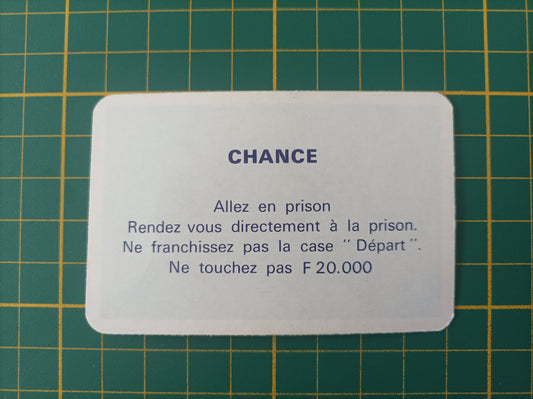 Carte chance Allez en prison pièce détachée jeu de société Monopoly Miro Meccano #E40