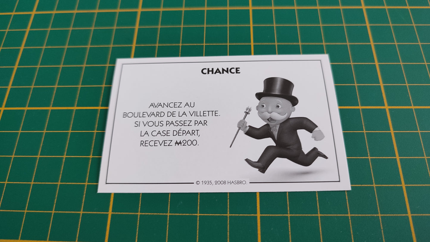 Carte chance Avancez au Boulevard pièce détachée jeu de société Monopoly parties rapides Hasbro #C25