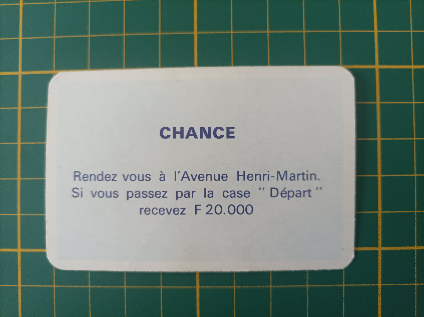 Carte chance Avenue Henri-Martin pièce détachée jeu de société Monopoly Miro Meccano #E40