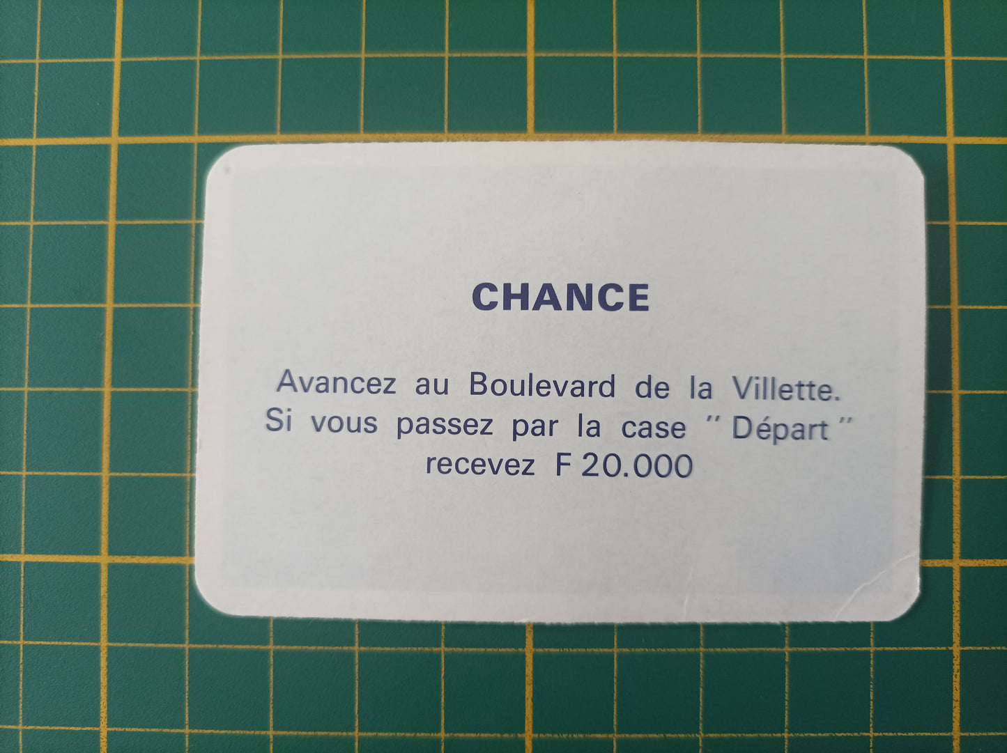 Carte chance Boulevard de la Villette pièce détachée jeu de société Monopoly Miro Meccano #E40