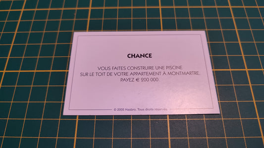 Carte chance Construire une piscine pièce détachée jeu de société Monopoly Et si le Monopoly était inventé aujourd'hui #C22