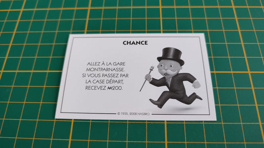 Carte chance Gare Montparnasse pièce détachée jeu de société Monopoly parties rapides Hasbro #C25
