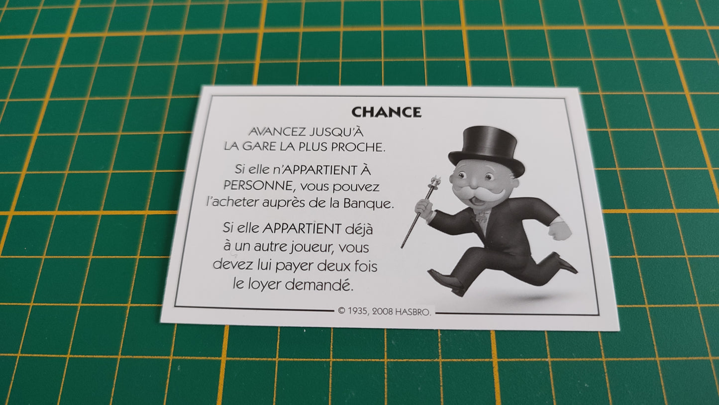 Carte chance La gare la plus proche pièce détachée jeu de société Monopoly parties rapides Hasbro #C25