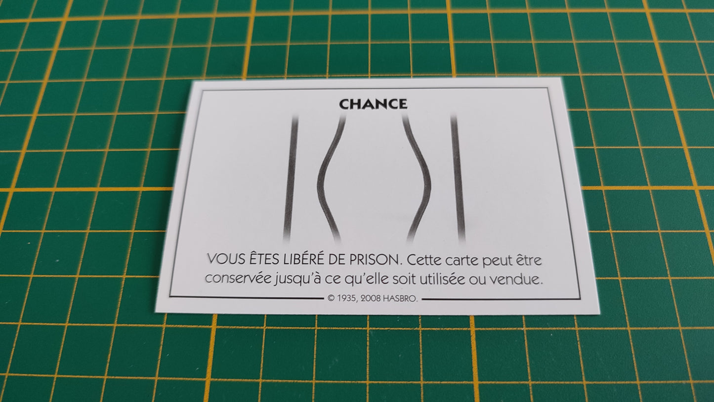 Carte chance Libéré de prison pièce détachée jeu de société Monopoly parties rapides Hasbro #C25