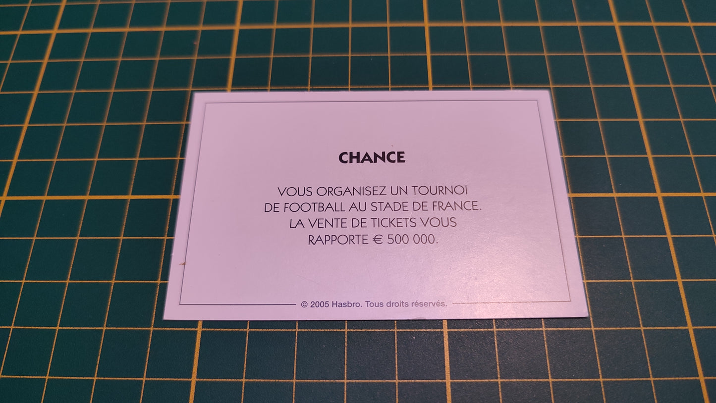 Carte chance Organisez un tournoi pièce détachée jeu de société Monopoly Et si le Monopoly était inventé aujourd'hui #C22