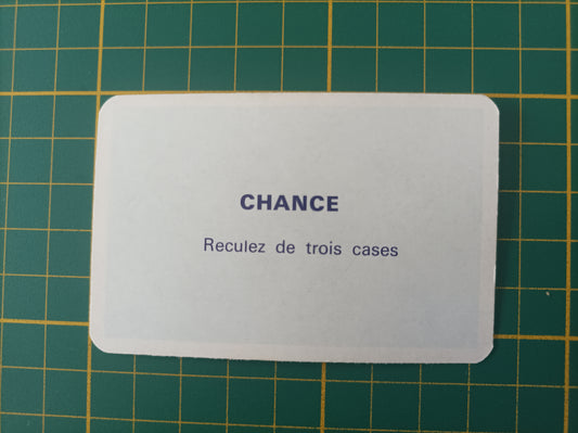Carte chance Reculez de trois cases pièce détachée jeu de société Monopoly Miro Meccano #E40