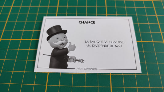 Carte chance Un dividende pièce détachée jeu de société Monopoly parties rapides Hasbro #C25