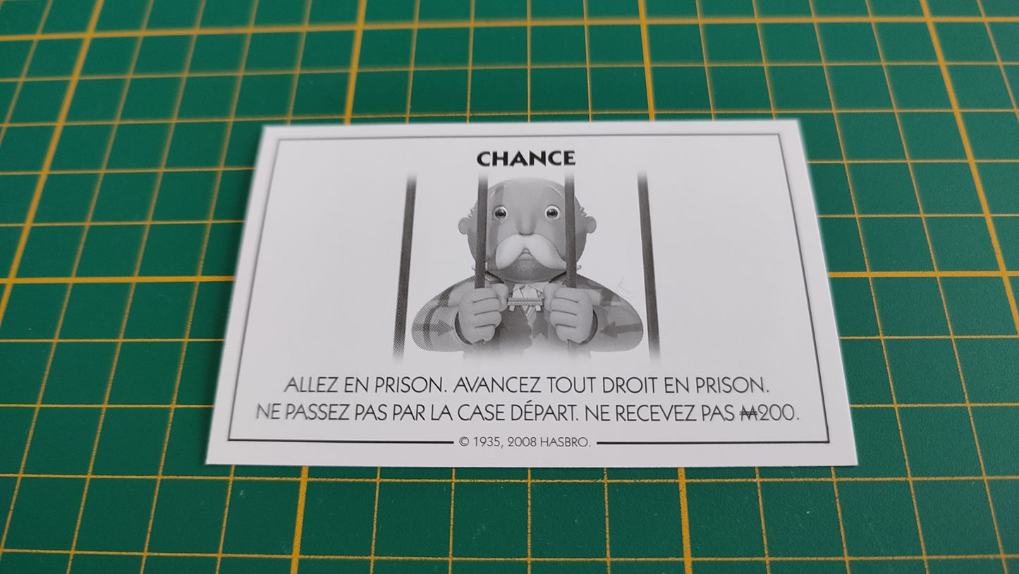 Carte chance allez en prison pièce détachée jeu de société Monopoly parties rapides Hasbro #C25