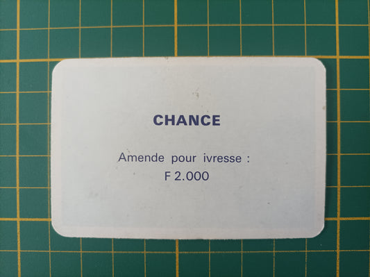 Carte chance amende pour ivresse pièce détachée jeu de société Monopoly Miro Meccano #E40