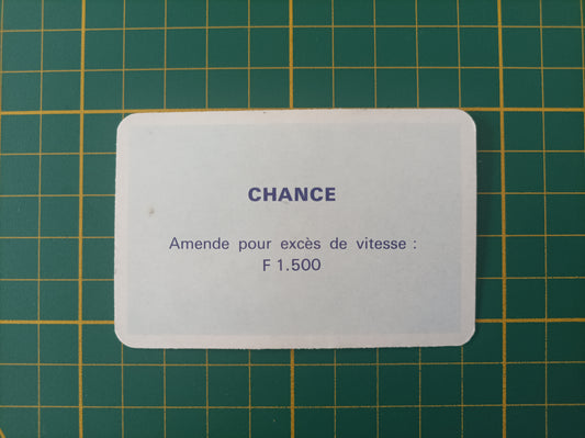 Carte chance excès de vitesse pièce détachée jeu de société Monopoly Miro Meccano #E40