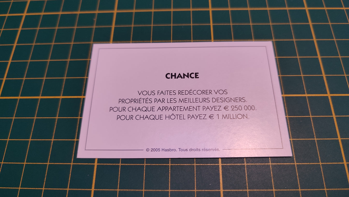 Carte chance faites redécorer vos propriétés pièce détachée jeu de société Monopoly Et si le Monopoly était inventé aujourd'hui #C22