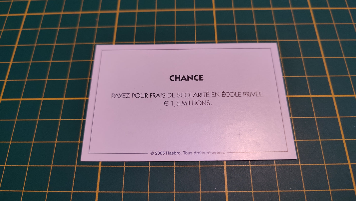 Carte chance frais de scolarité pièce détachée jeu de société Monopoly Et si le Monopoly était inventé aujourd'hui #C22