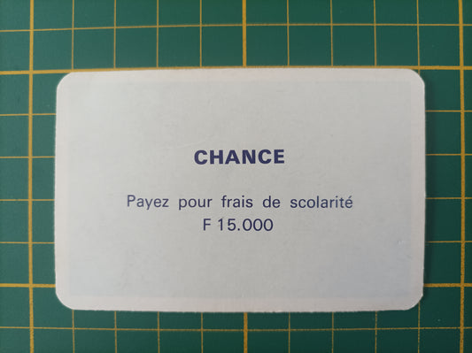 Carte chance frais de scolarité pièce détachée jeu de société Monopoly Miro Meccano #E40