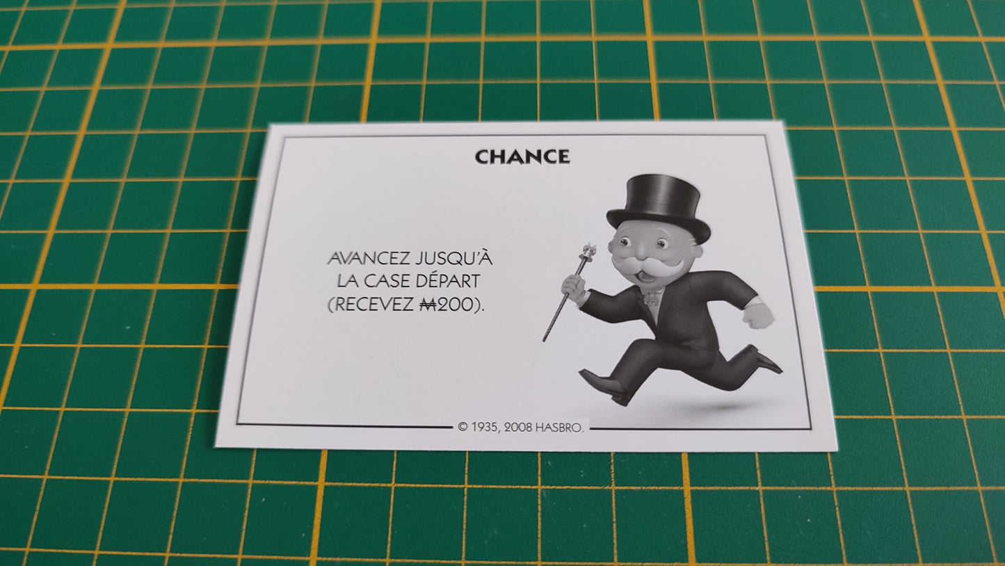 Carte chance la case départ pièce détachée jeu de société Monopoly parties rapides Hasbro #C25