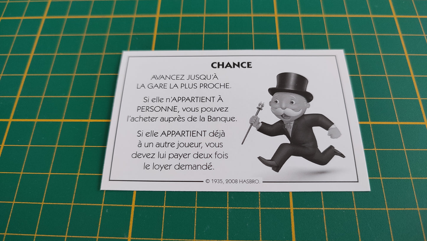 Carte chance la gare la plus proche pièce détachée jeu de société Monopoly parties rapides Hasbro #C25