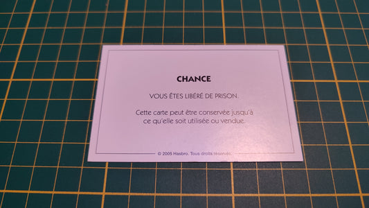 Carte chance libéré de prison pièce détachée jeu de société Monopoly Et si le Monopoly était inventé aujourd'hui #C22