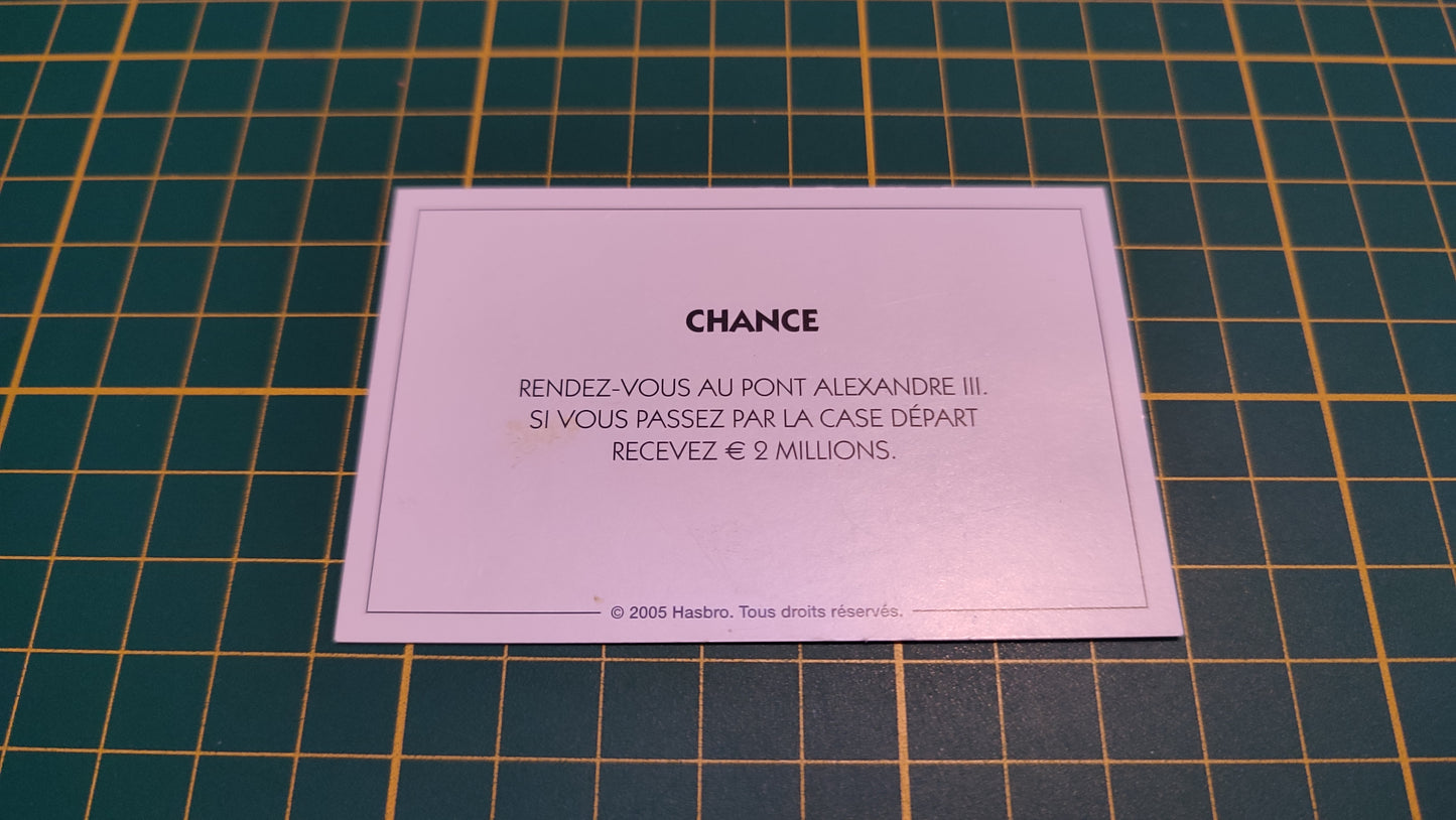 Carte chance rdv au pont Alexandre III pièce détachée jeu de société Monopoly Et si le Monopoly était inventé aujourd'hui #C22