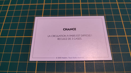 Carte chance reculez de trois cases pièce détachée jeu de société Monopoly Et si le Monopoly était inventé aujourd'hui #C22