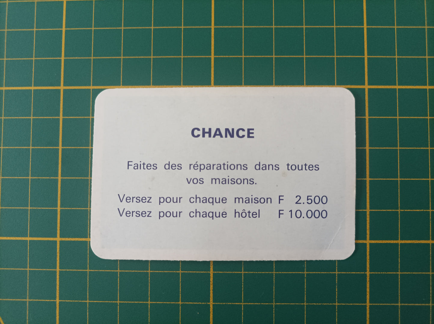 Carte chance réparations maisons pièce détachée jeu de société Monopoly Miro Meccano #E40