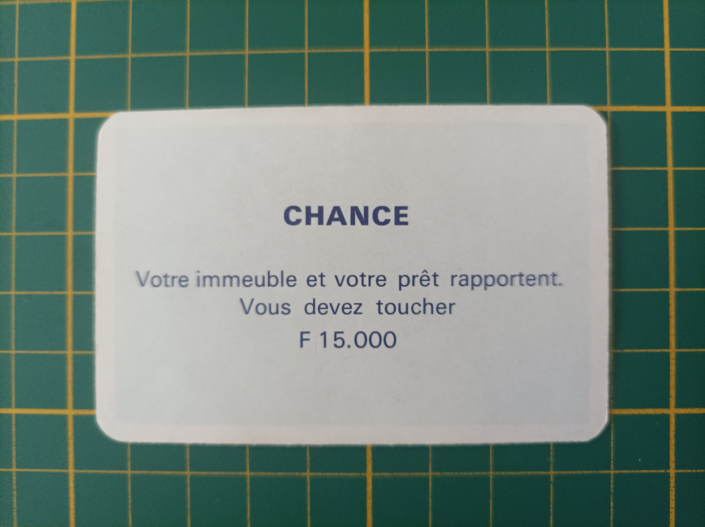 Carte chance toucher 15.000 pièce détachée jeu de société Monopoly Miro Meccano #E40