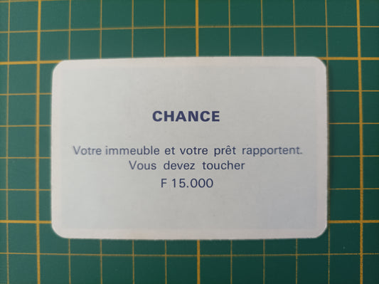 Carte chance toucher 15.000 pièce détachée jeu de société Monopoly Miro Meccano #E40