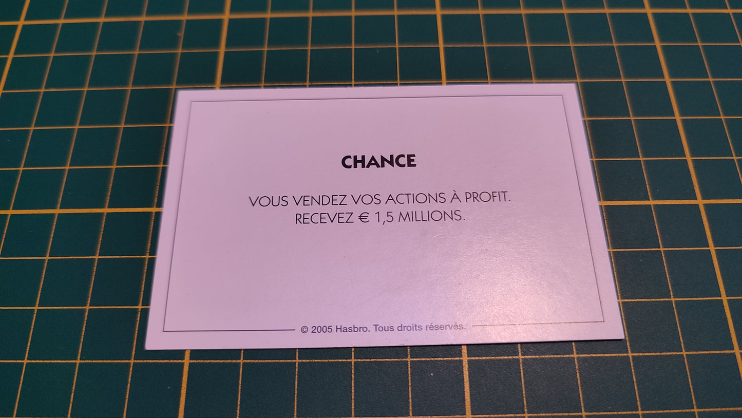 Carte chance vendez vos actions pièce détachée jeu de société Monopoly Et si le Monopoly était inventé aujourd'hui #C22