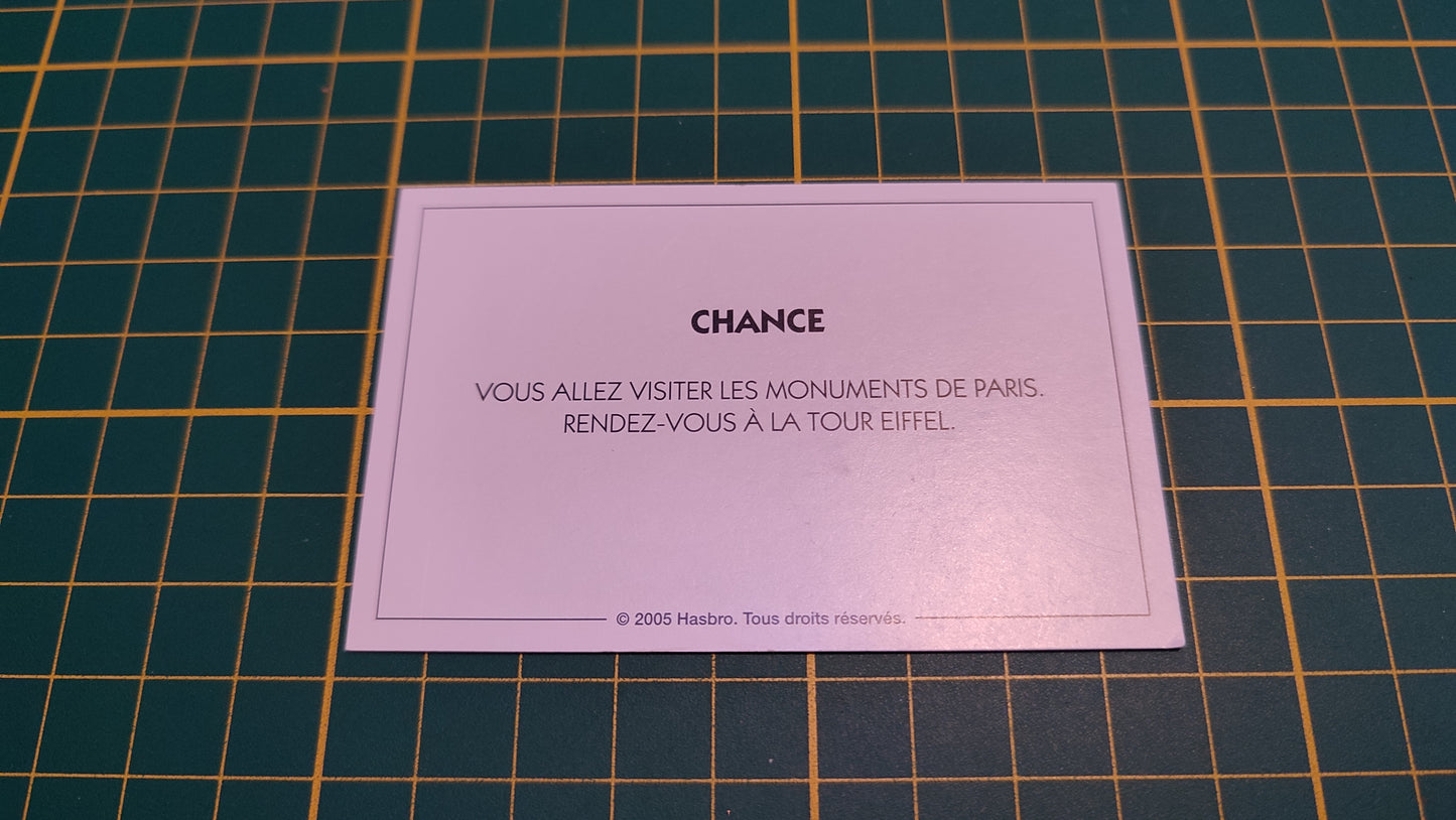 Carte chance visiter les monuments de Paris pièce détachée jeu de société Monopoly Et si le Monopoly était inventé aujourd'hui #C22