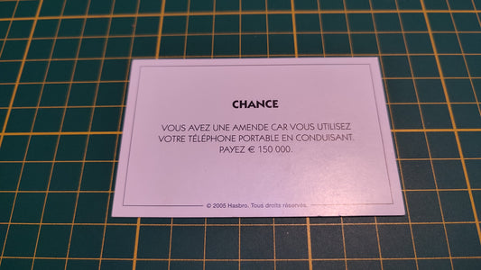 Carte chance vous avez une amende pièce détachée jeu de société Monopoly Et si le Monopoly était inventé aujourd'hui #C22