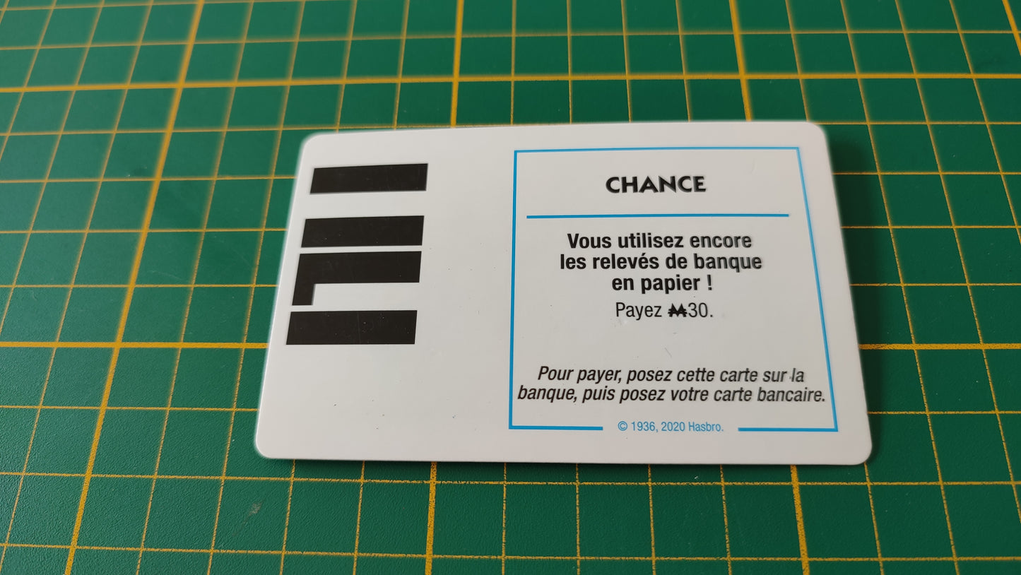 Carte chance vous utilisez encore les relevés de banque en papier pièce détachée jeu de société Monopoly Super électronique #D75