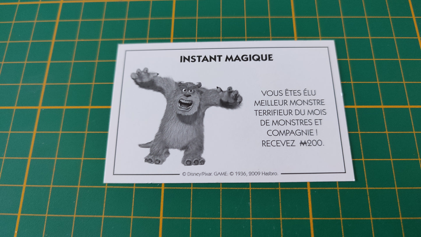 Carte instant magique élu meilleur monstre terrifieur pièce détachée jeu de société Monopoly Disney éditions Hasbro #B94