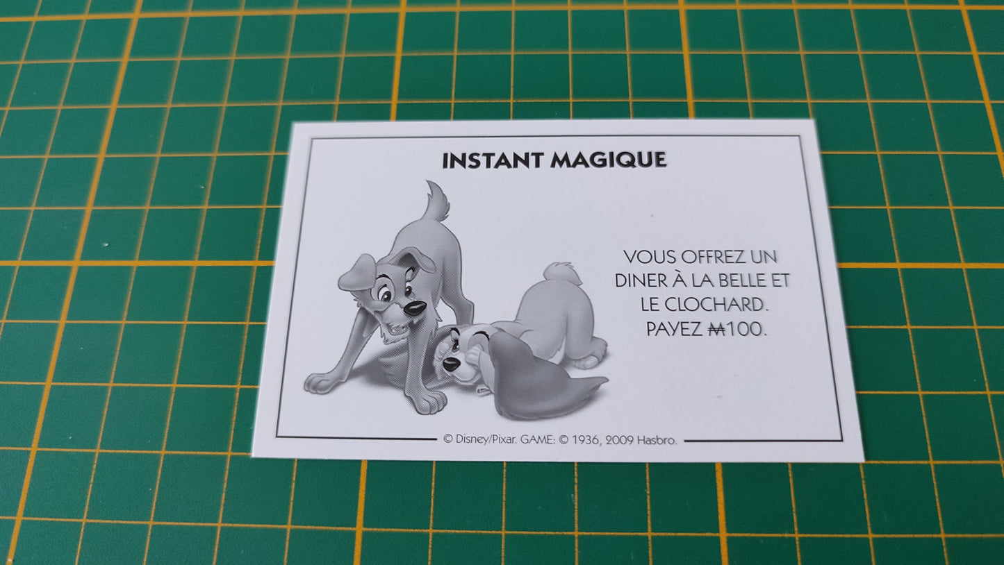 Carte instant magique un diner à la belle et le clochard pièce détachée jeu de société Monopoly Disney éditions Hasbro #B94