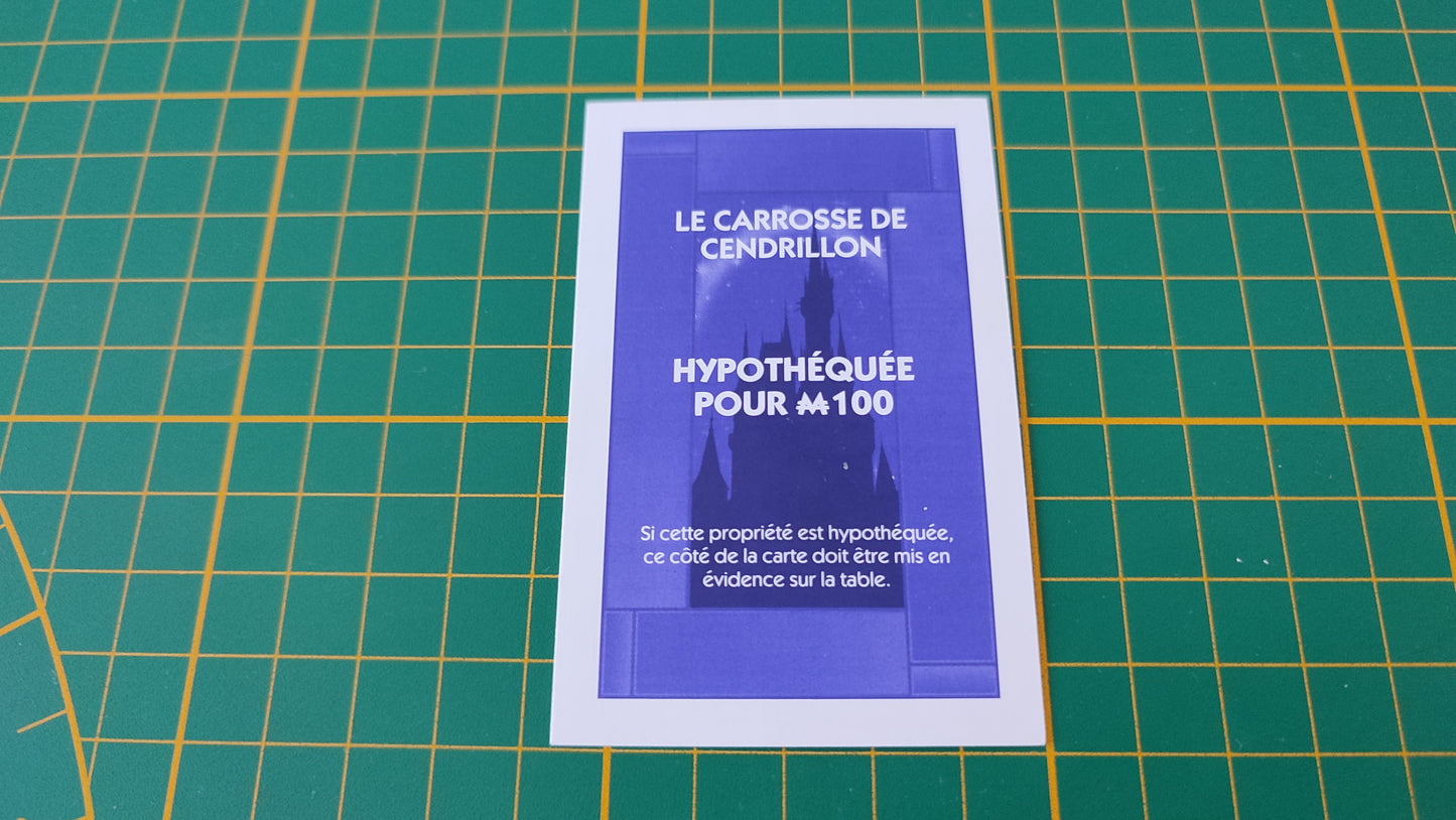 Carte le carrosse de cendrillon pièce détachée jeu de société Monopoly Disney éditions Hasbro #B94