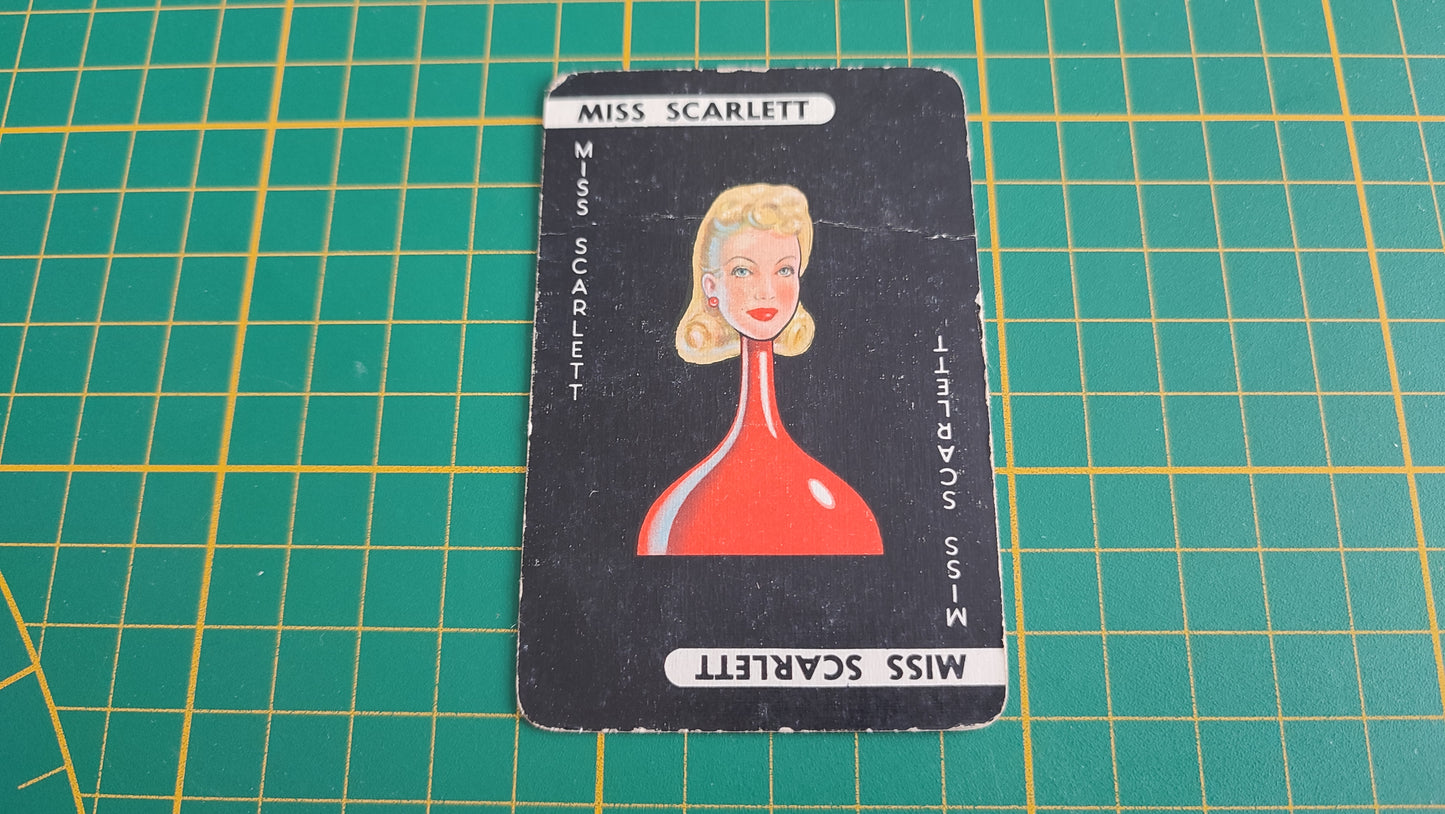 Carte miss scarlett en l'état Cluedo the Great détective game pièce détachée jeu de société #E45