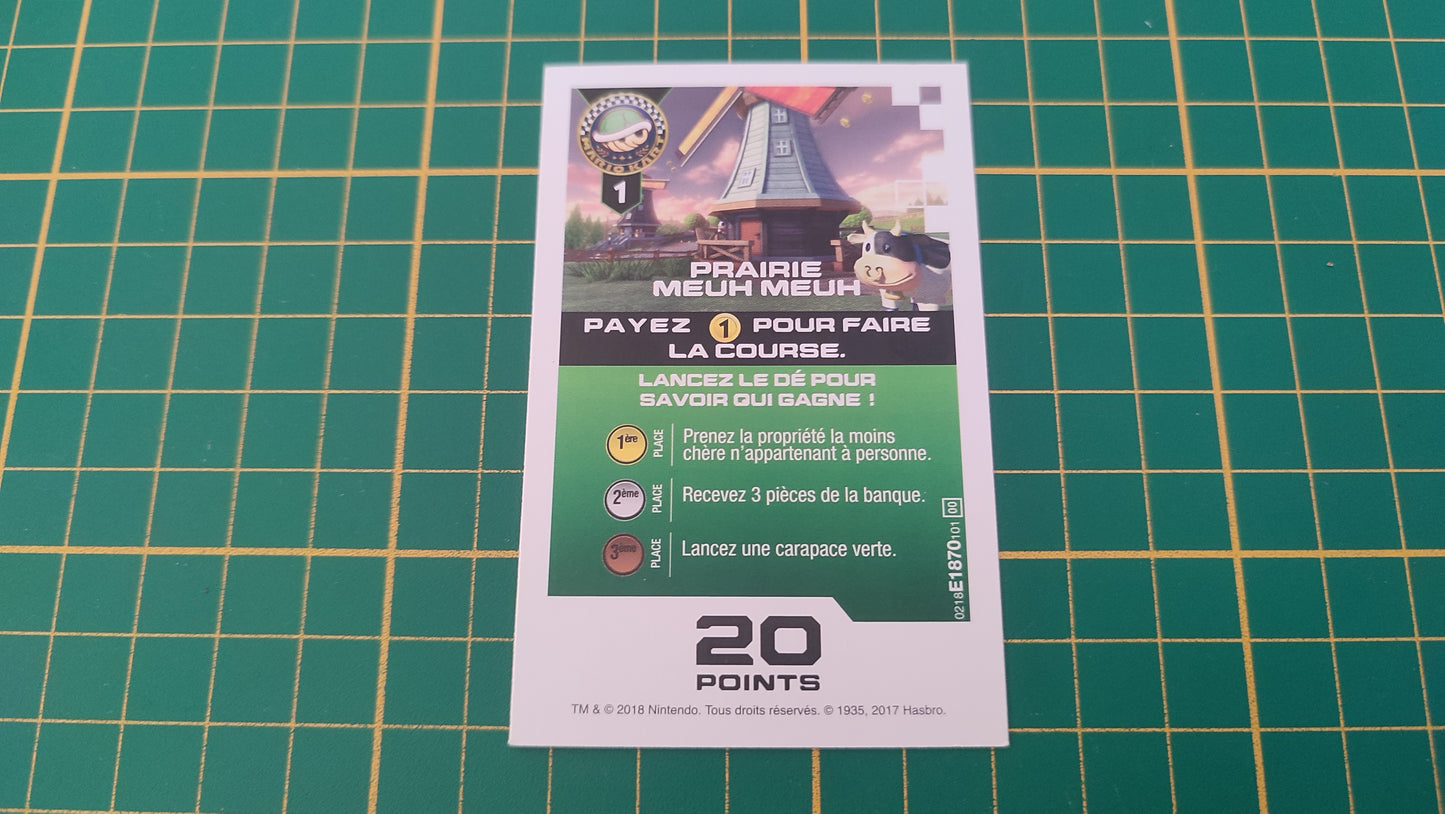 Carte pairie Meuh Meuh jeu de société Monopoly Gamer Mario Kart Hasbro pièce détachée #E82