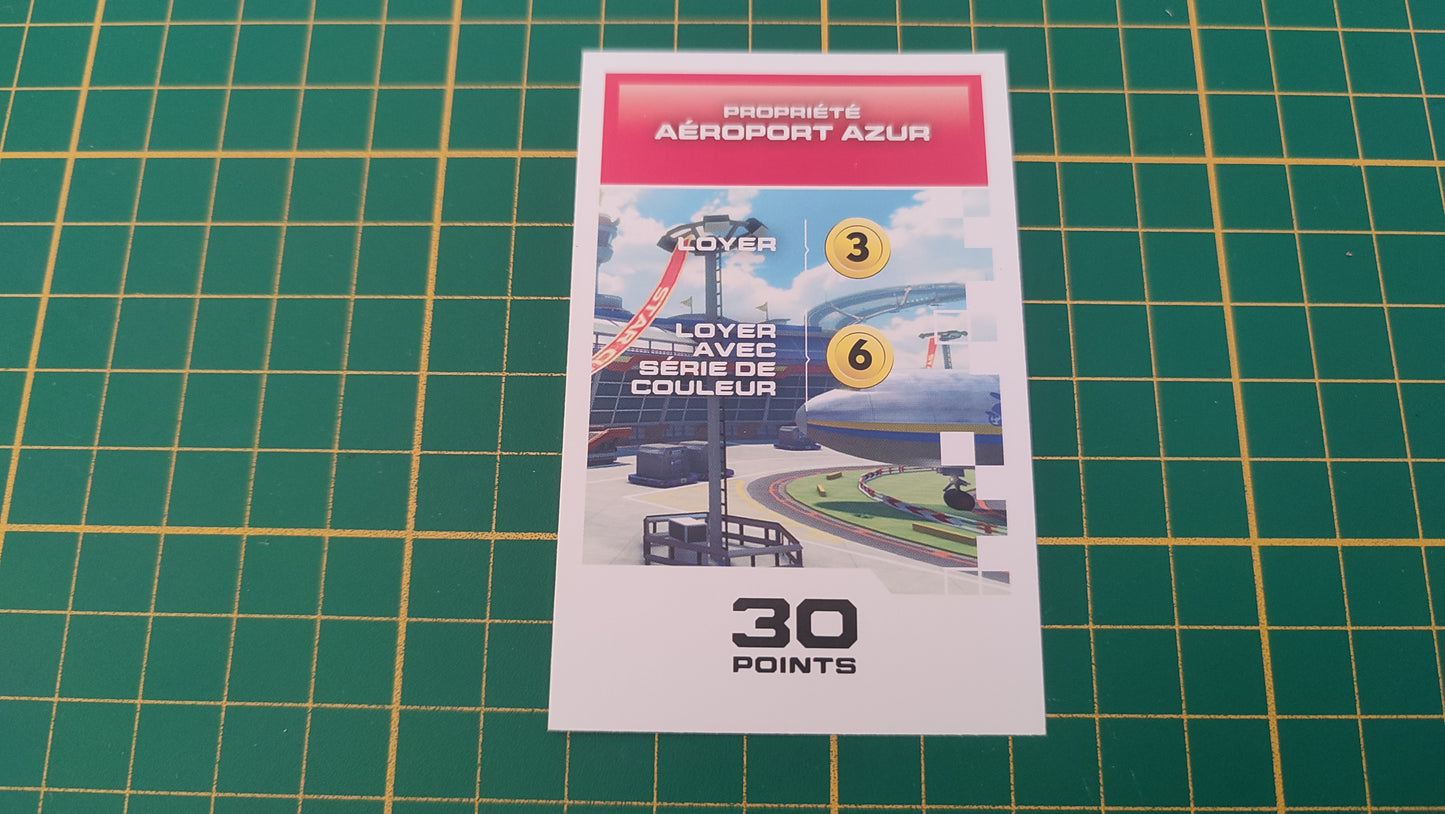 Carte propriété Aéroport Azur jeu de société Monopoly Gamer Mario Kart Hasbro pièce détachée #E82